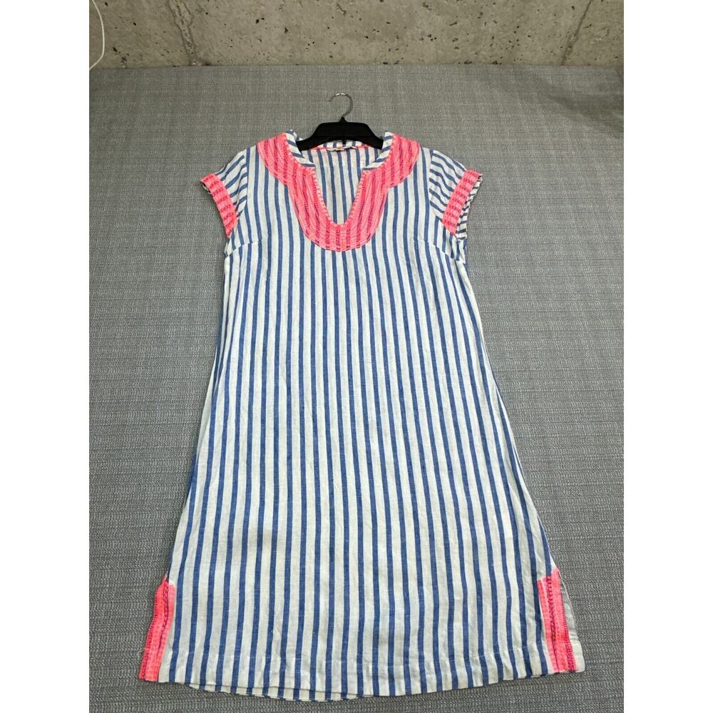 Boden Striped Mini Dress with Pink Accents
